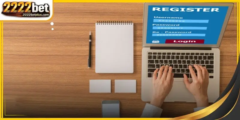 A close view of a user filling out the enrollment 2222BET Registration form